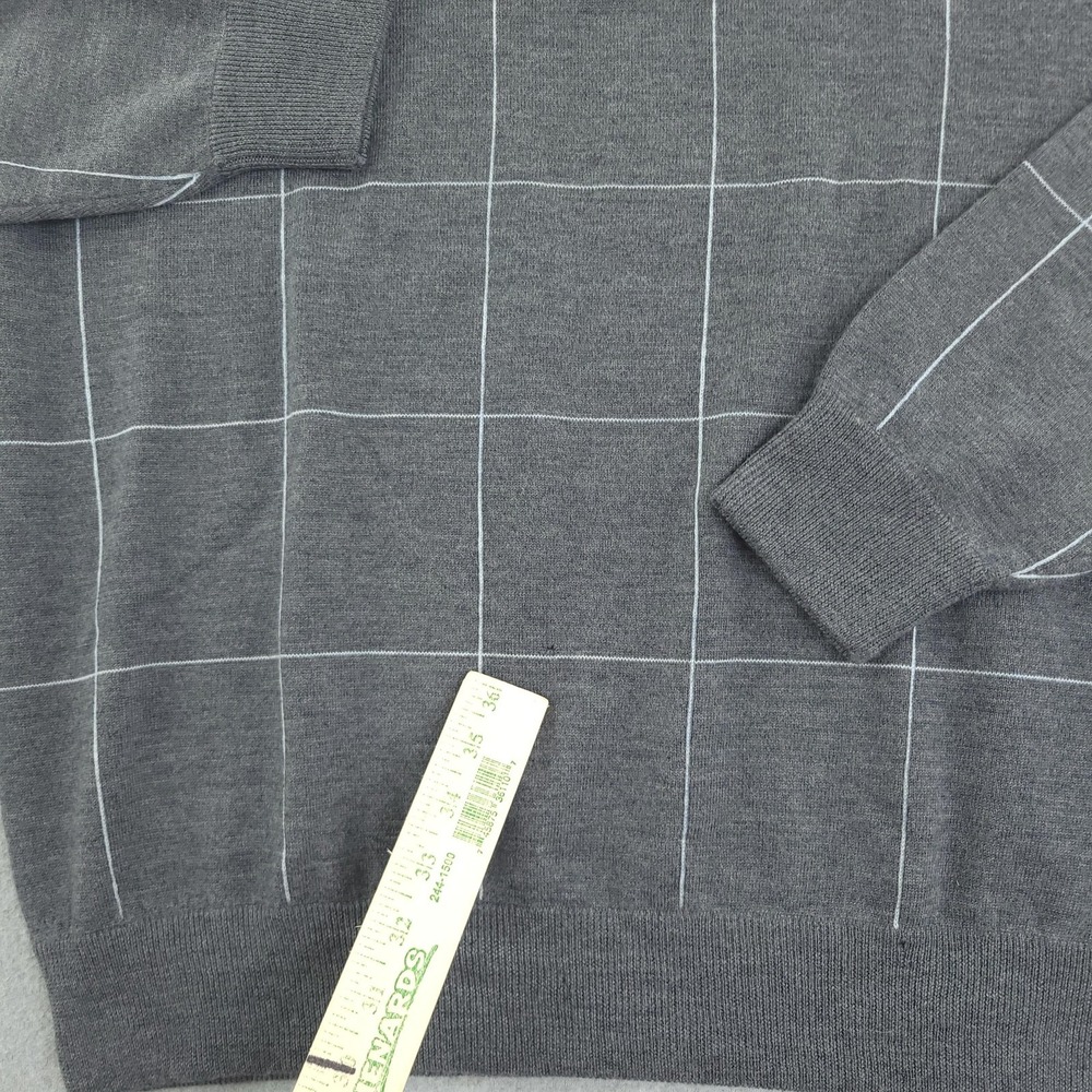 Peter Millar Sweater Mens XL Gray Merino Wool 1/4 Zip Mock Neck Pullover Check - Picture 3 of 12